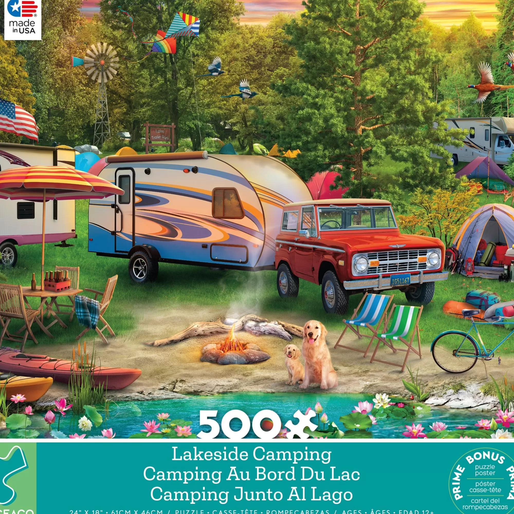 Ceaco 500 Piece Puzzle - Lakeside Camping* Dog Puzzles