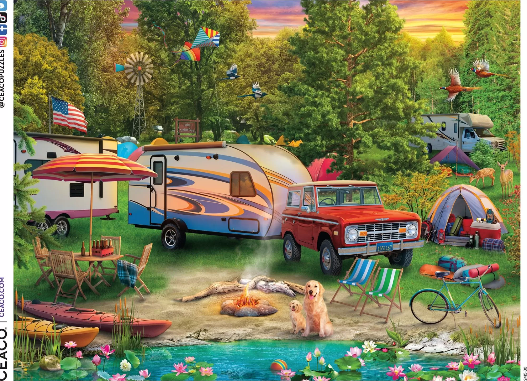 Ceaco 500 Piece Puzzle - Lakeside Camping* Dog Puzzles