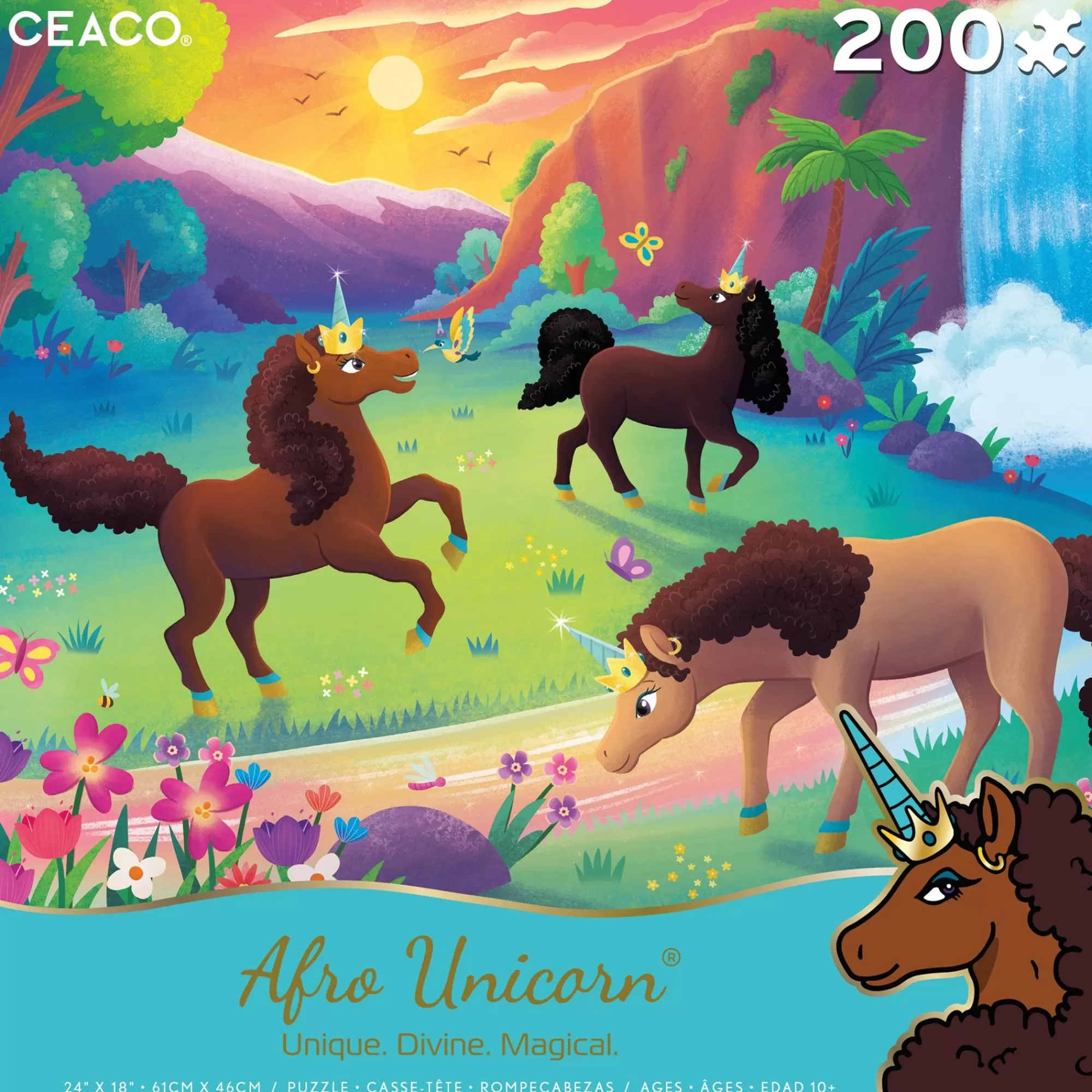 Ceaco Afro Unicorn - Awesome - 200 Piece Puzzle* Kids Puzzles