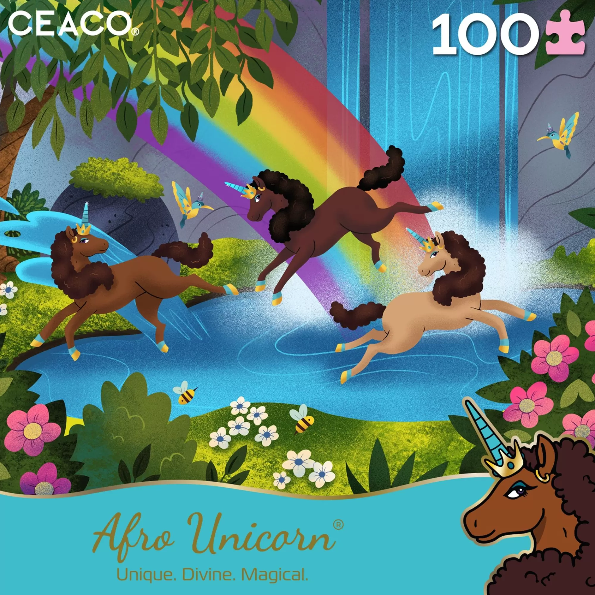 Ceaco Afro Unicorn - Playtime - 100 Piece Puzzle* Kids Puzzles