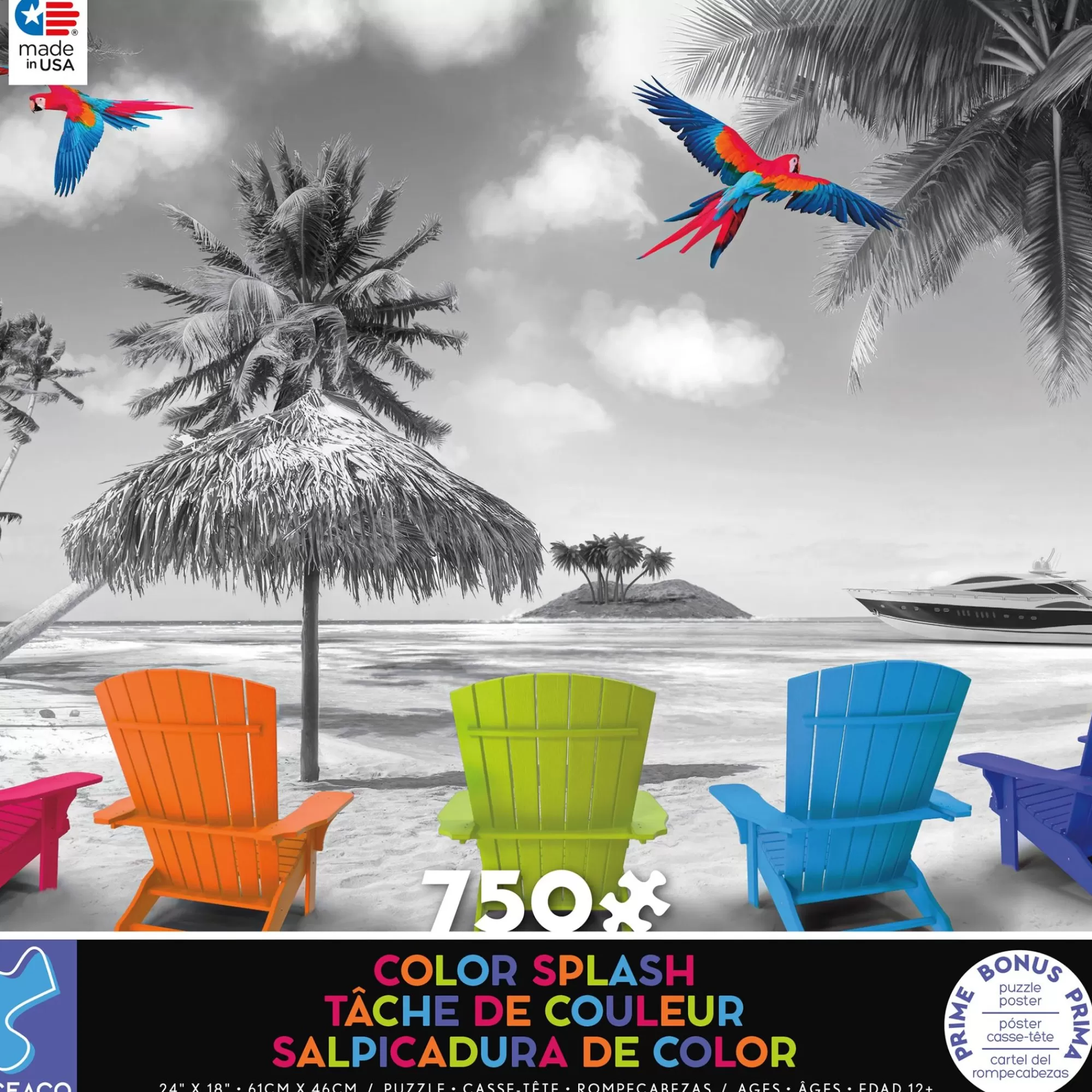 Ceaco Color Splash - Beach Chairs - 750 Piece Puzzle* Made In Usa' Puzzles
