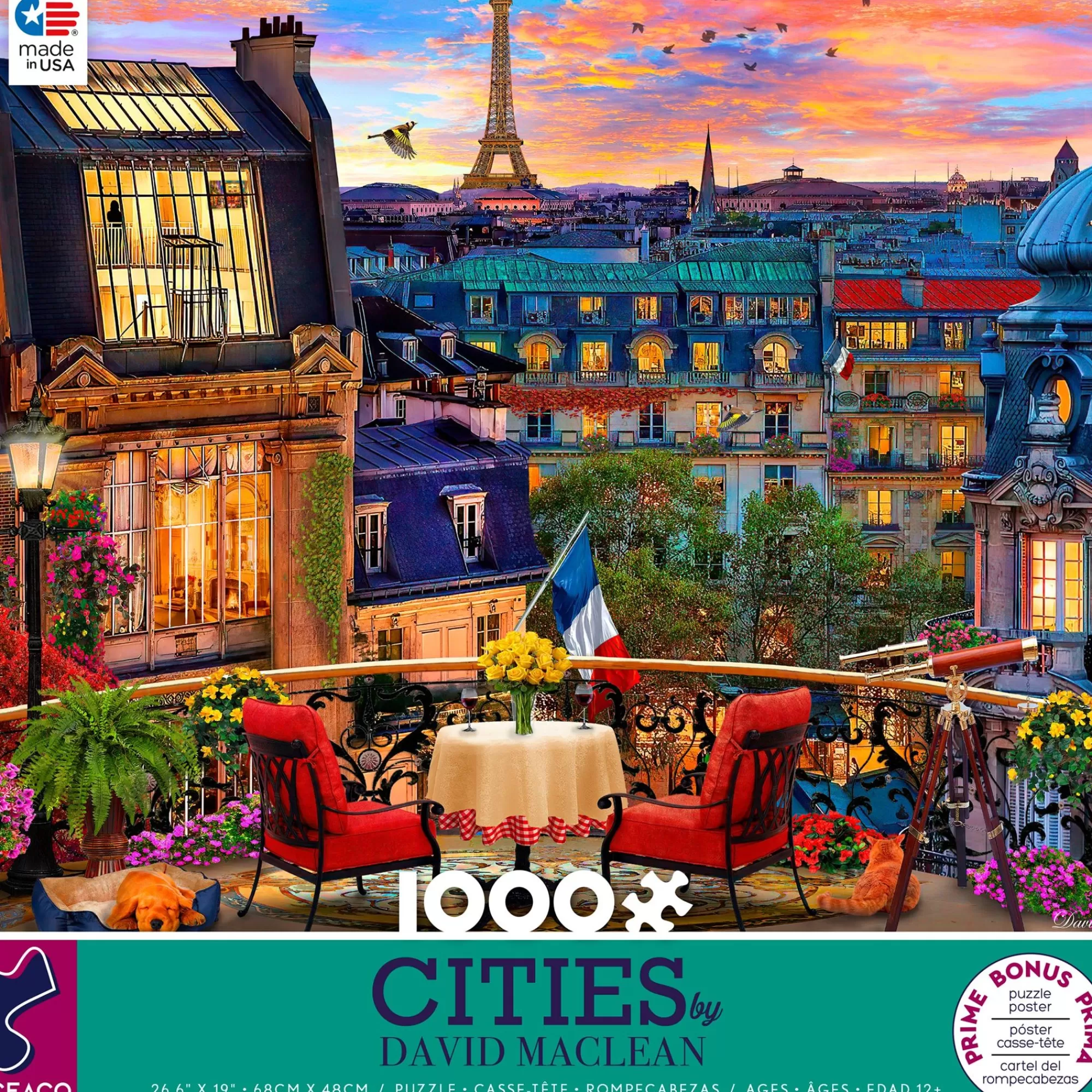 Ceaco David Maclean Cities - Paris Rooftop - 1000 Piece Puzzle* Made In Usa' Puzzles