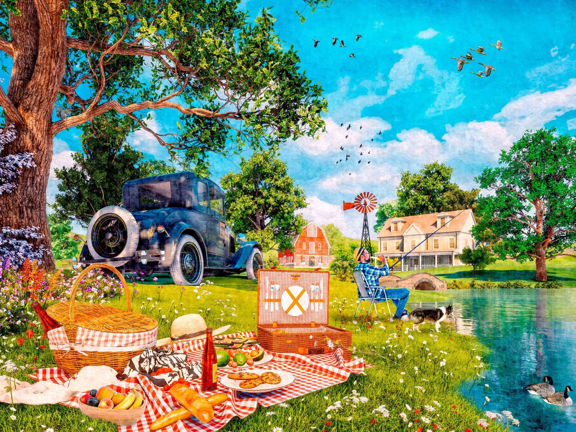 Ceaco Dominic Davison - Country Picnic - 750 Piece Puzzle* Landscapes