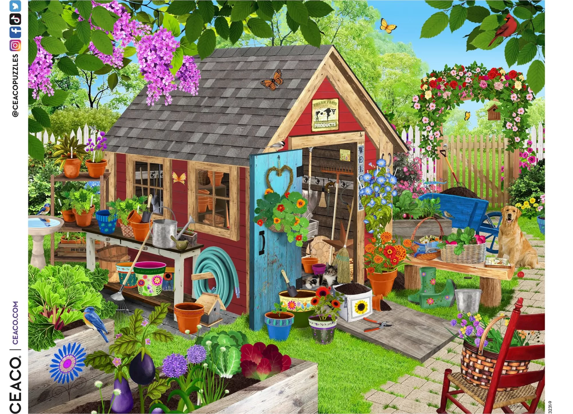 Ceaco Ez 2 Hold - Potting Shed - 1000 Oversized Piece Puzzle* Made In Usa' Puzzles