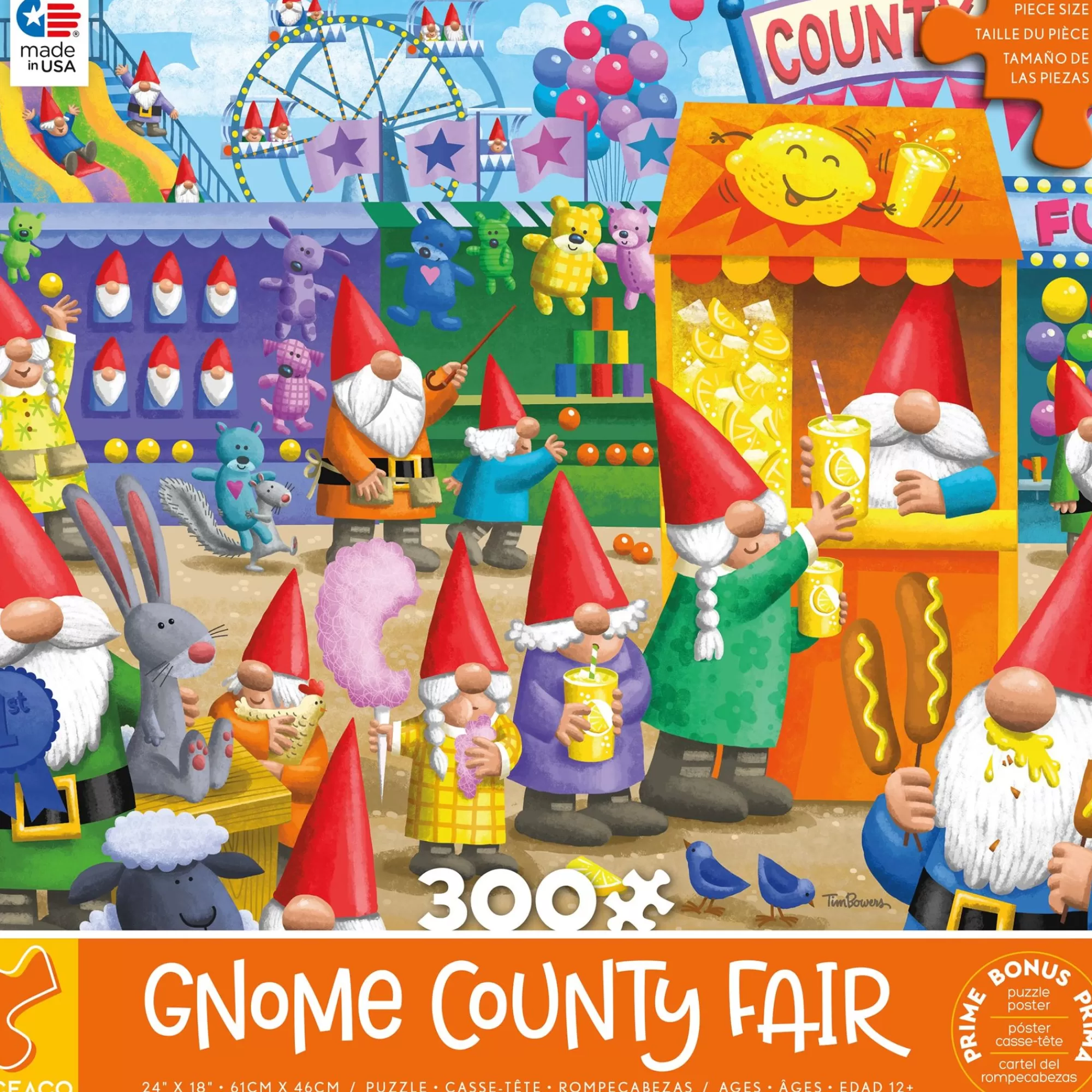 Ceaco Gnome Sweet Gnome - Gnome County Fair - 300 Piece Puzzle* Made In Usa' Puzzles