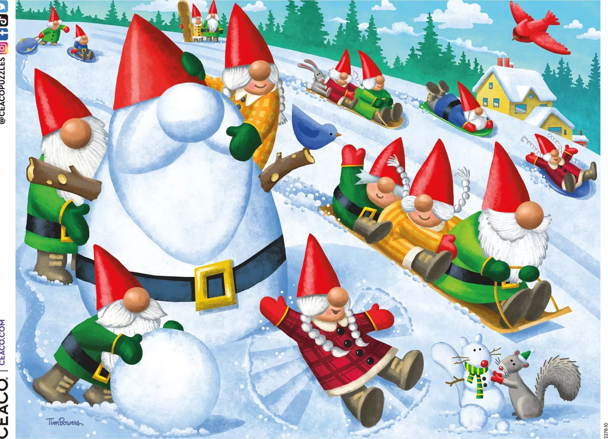 Ceaco Gnome Sweet Gnome - Gnomes Go Sledding - 300 Piece Puzzle* Holiday Puzzles