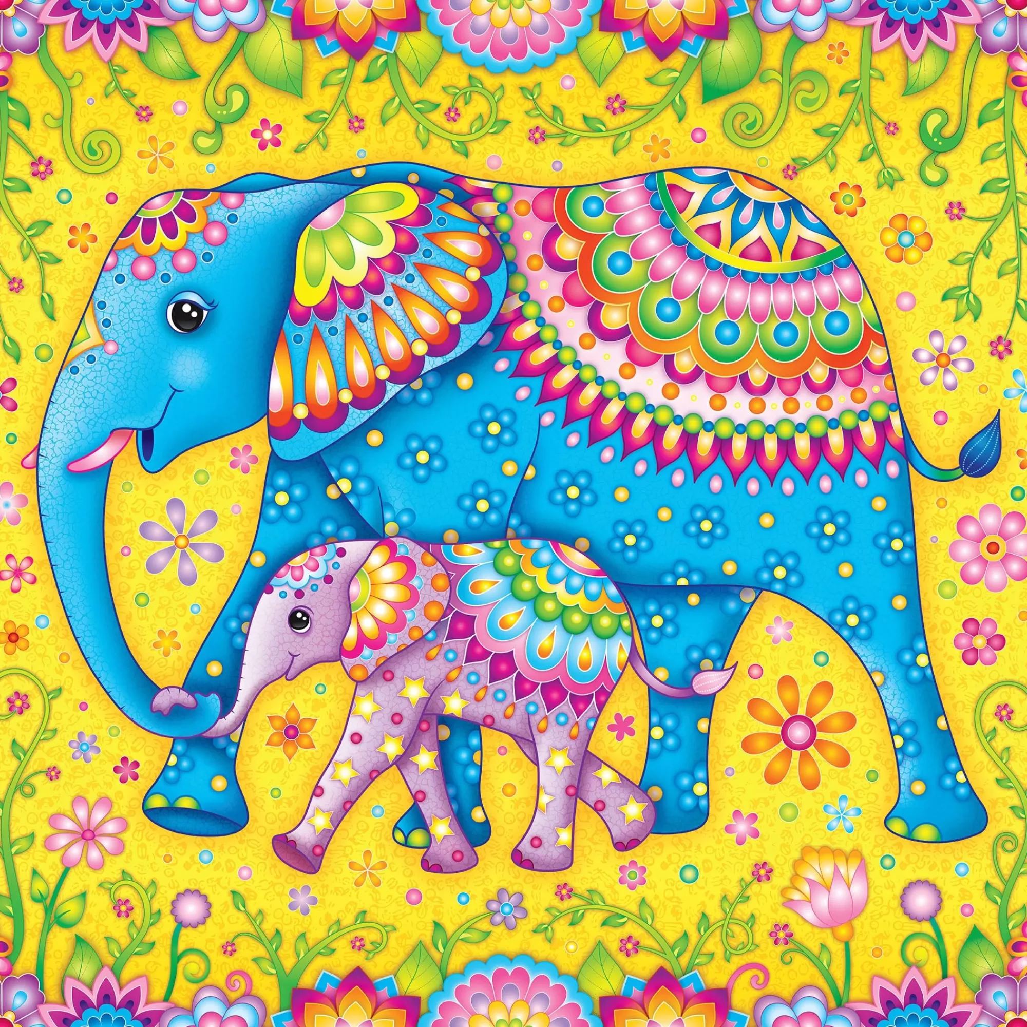 Ceaco Groovy Animals - Elephants - 750 Piece Puzzle* Made In Usa' Puzzles