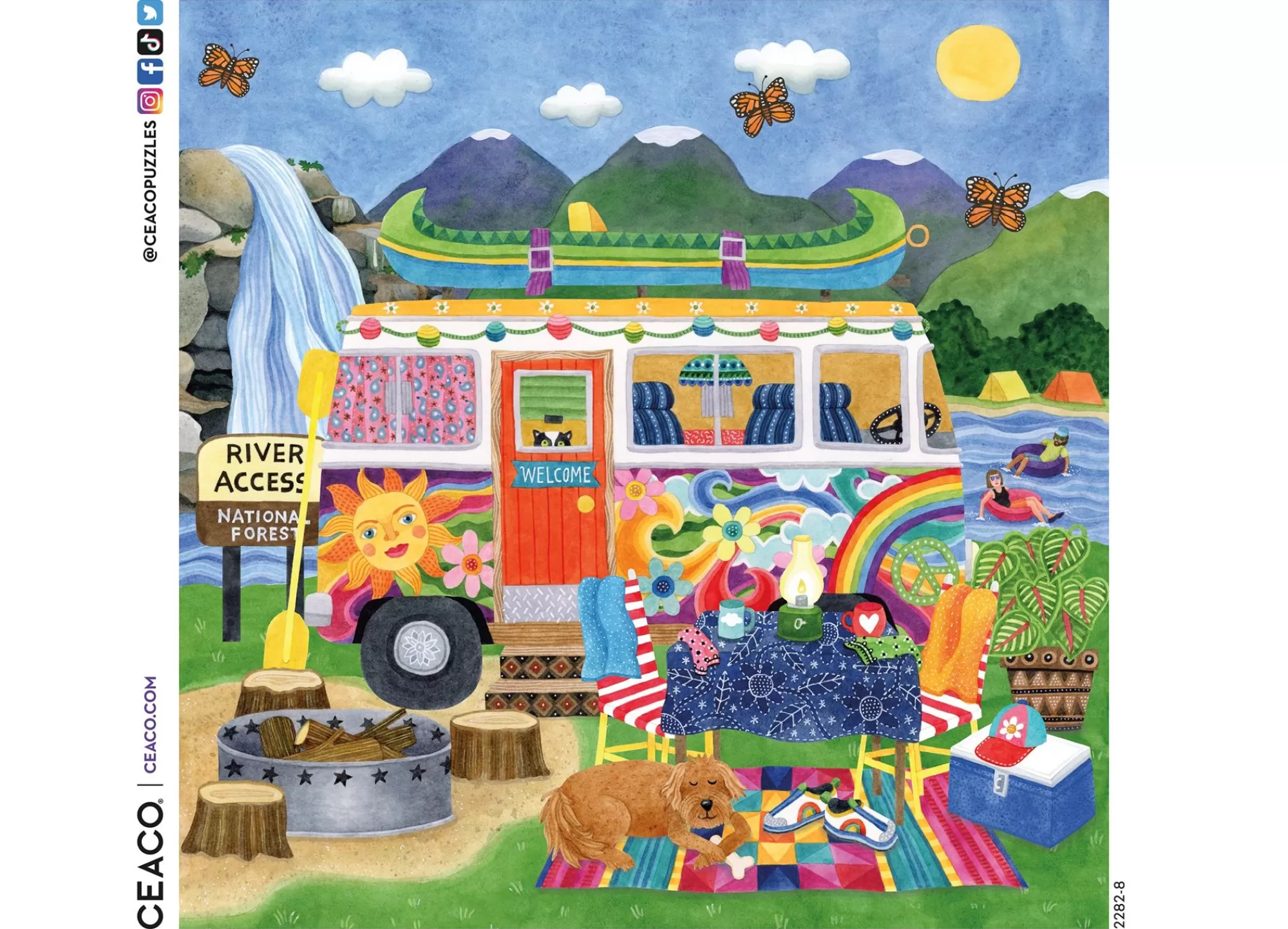 Ceaco Happy Camper - Waterfall Camper - 300 Piece Puzzle* Oversized Pieces