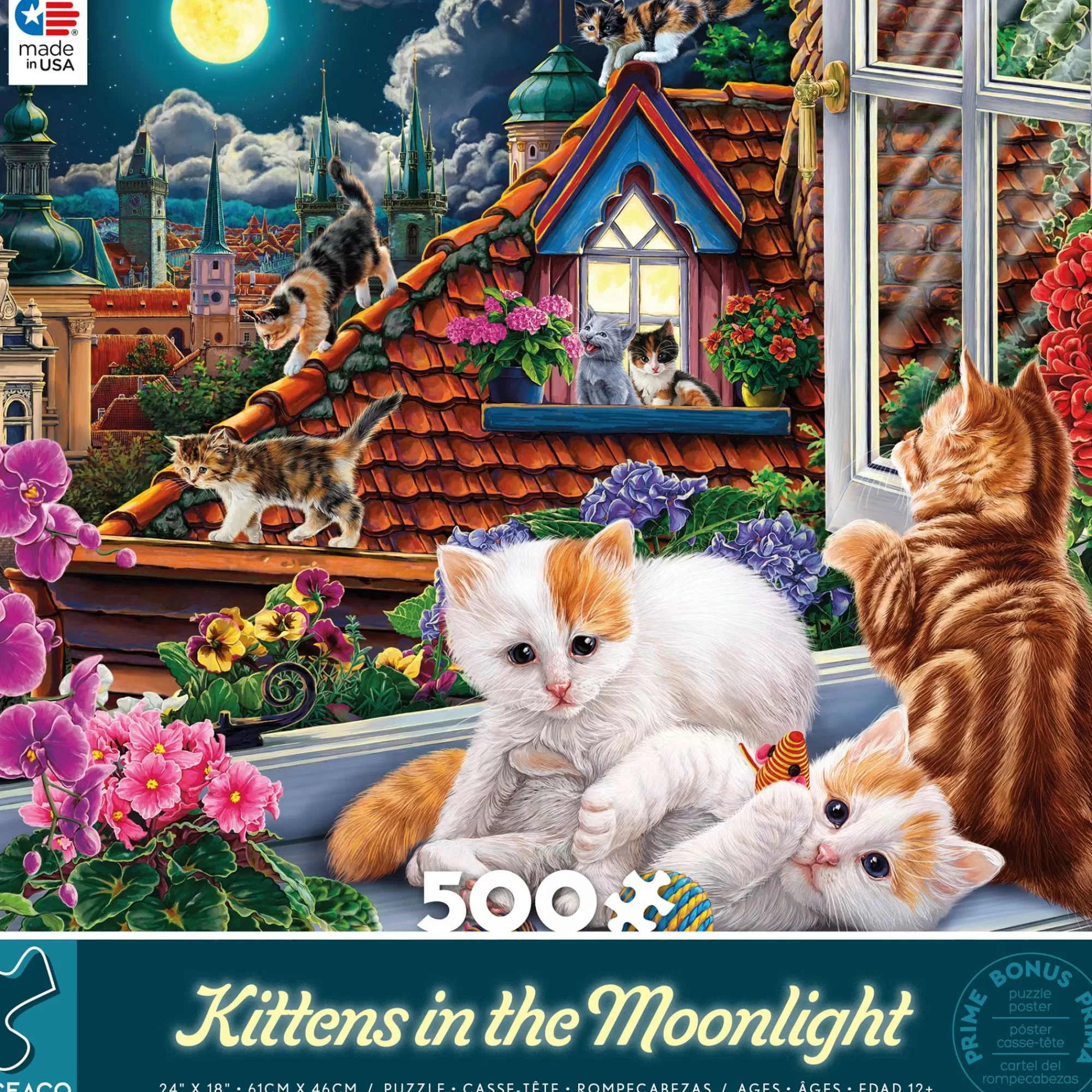 Ceaco Harmony - Kittens In The Moonlight - 550 Piece Puzzle* Animal Puzzles