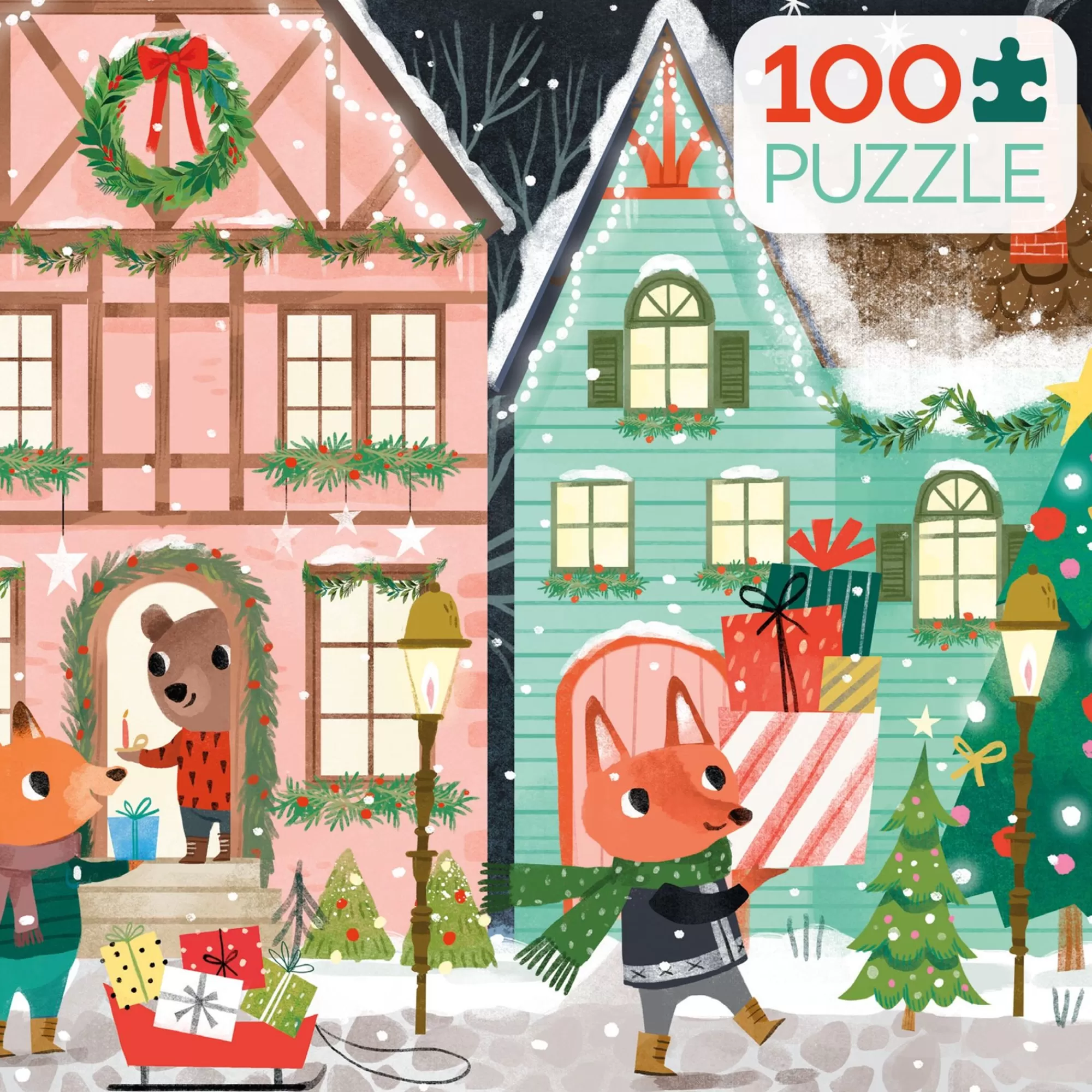 Ceaco Holiday 100 Piece - Festive Foxes - 100 Piece Puzzle* Holiday Puzzles