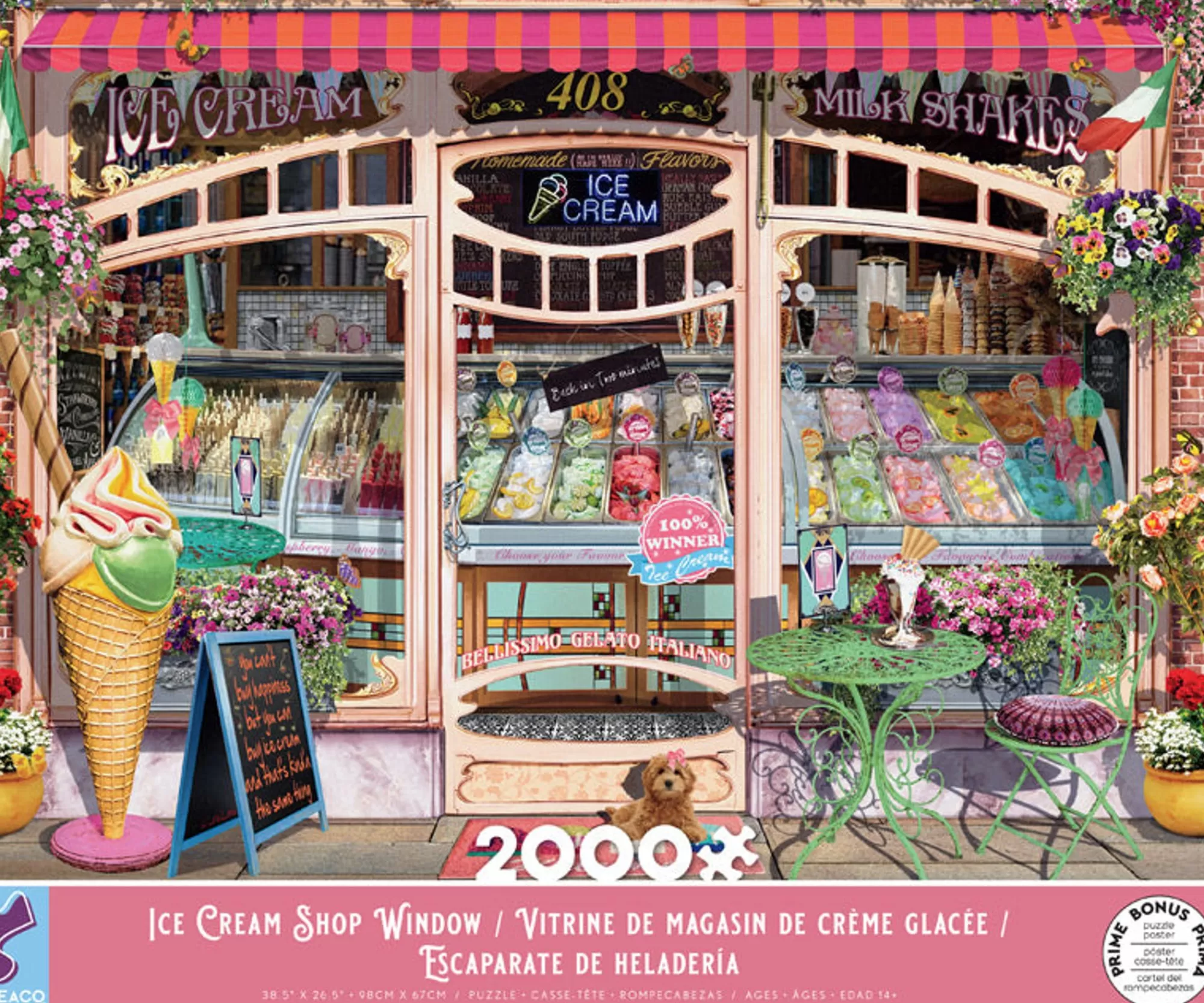 Ceaco Ice Cream Shop Window - 2000 Piece Puzzle* Made In Usa' Puzzles