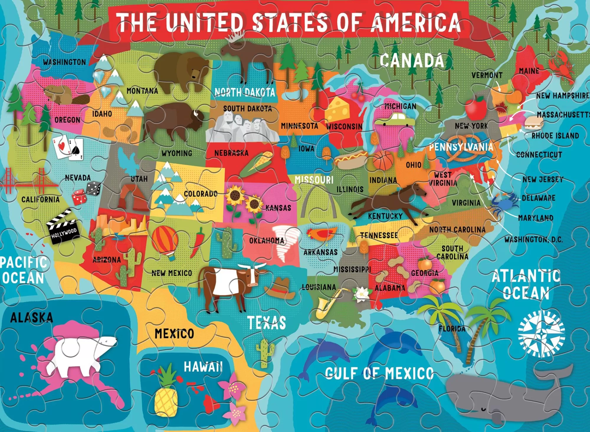 Ceaco Kids 100 Piece Puzzle - Usa Map - 100 Piece Puzzle* Kids Puzzles