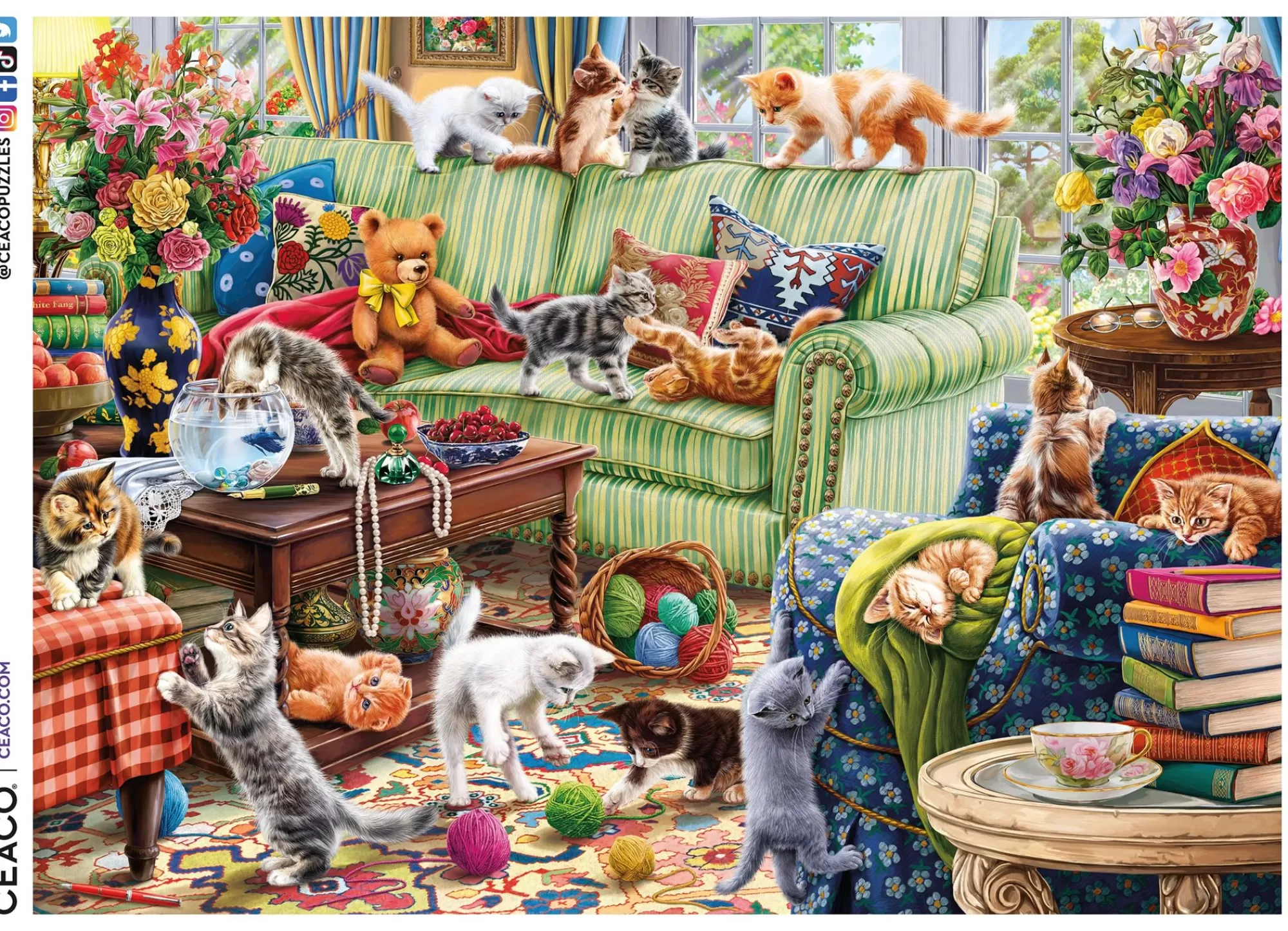 Ceaco Kittens In The Living Room - 1000 Piece Puzzle* Cat Puzzles