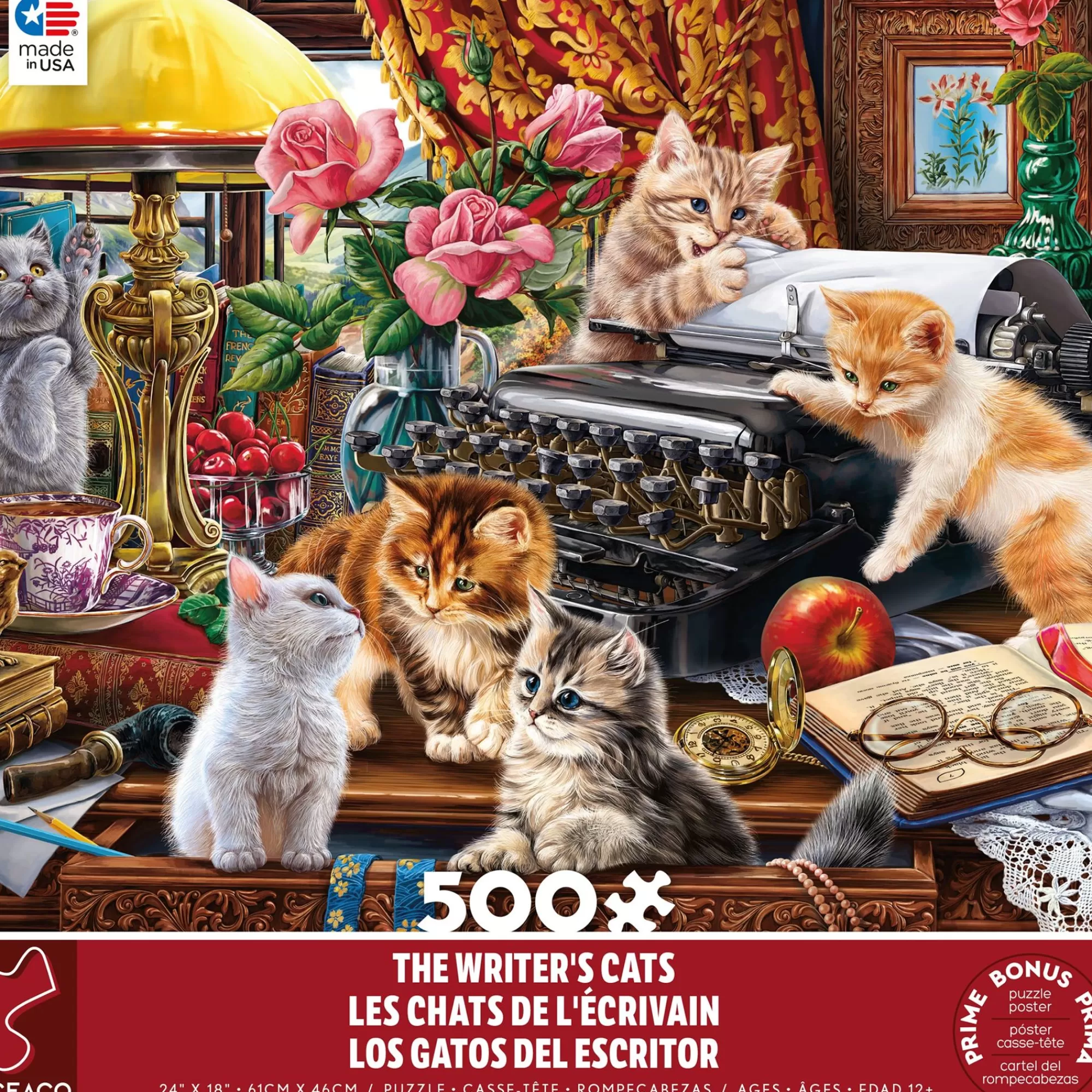 Ceaco Paws Gone Wild - The Writer'S Cats - 500 Piece Puzzle* Animal Puzzles