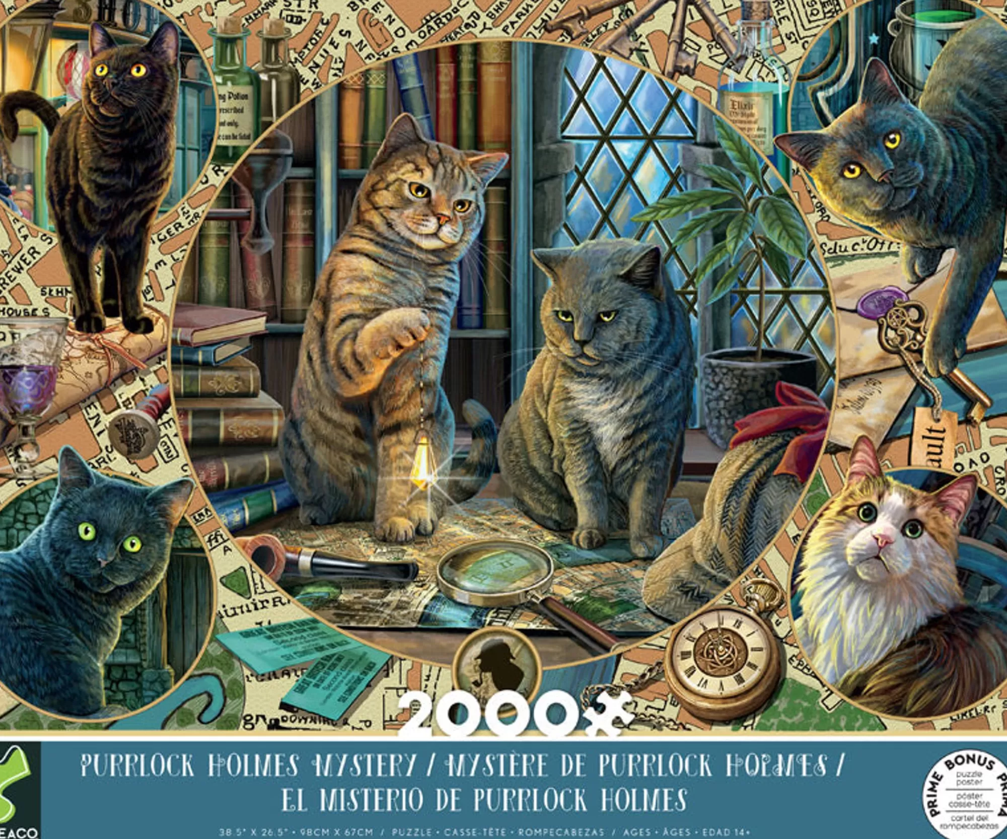 Ceaco Purrlock Holmes - 2000 Piece Puzzle* Cat Puzzles