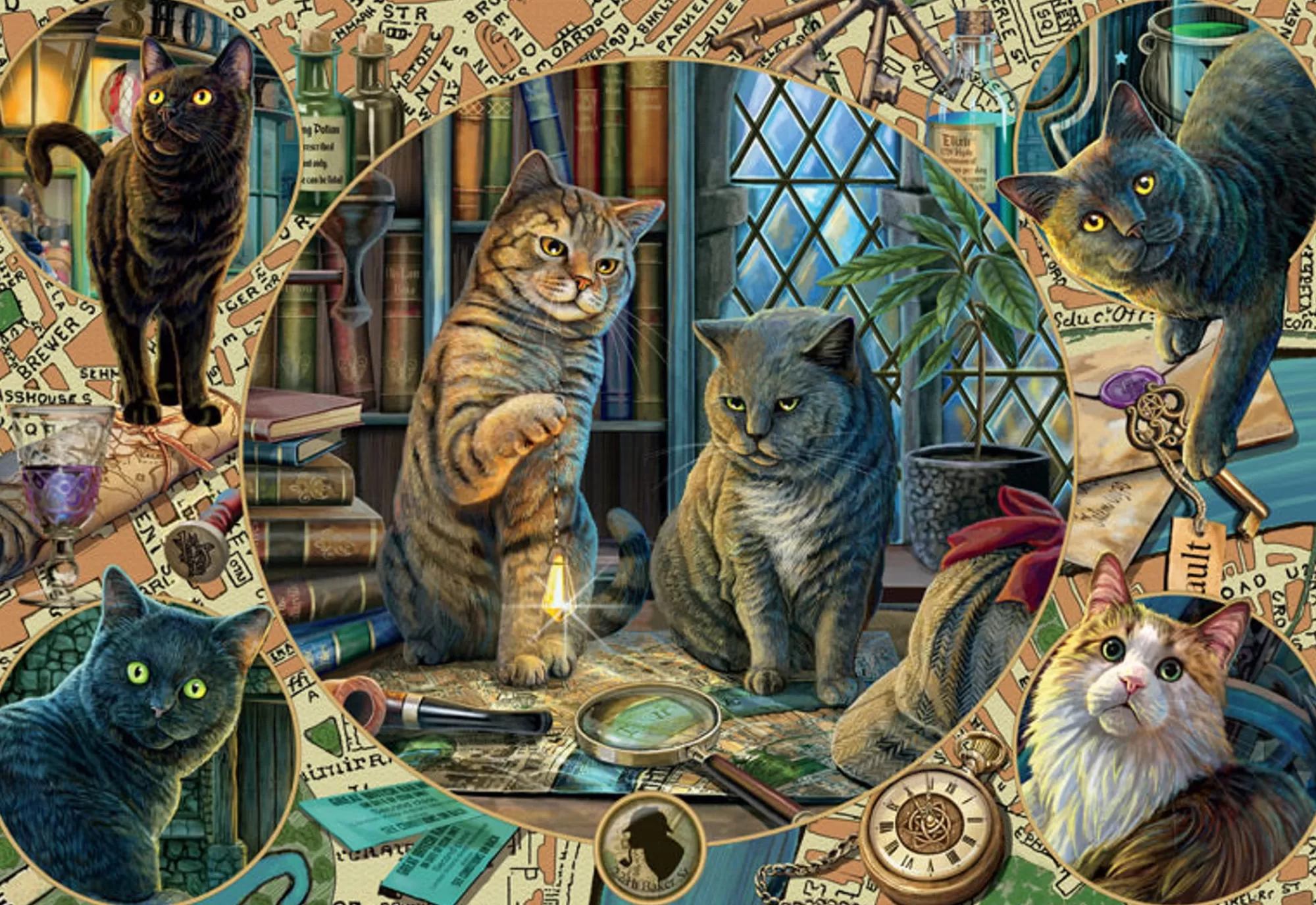 Ceaco Purrlock Holmes - 2000 Piece Puzzle* Cat Puzzles