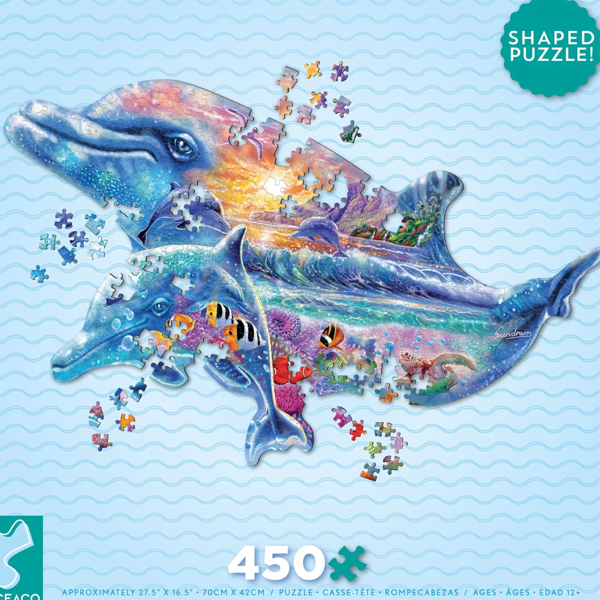 Ceaco Puzzle Shapes - Dolphin - 500 Piece Puzzle* Animal Puzzles