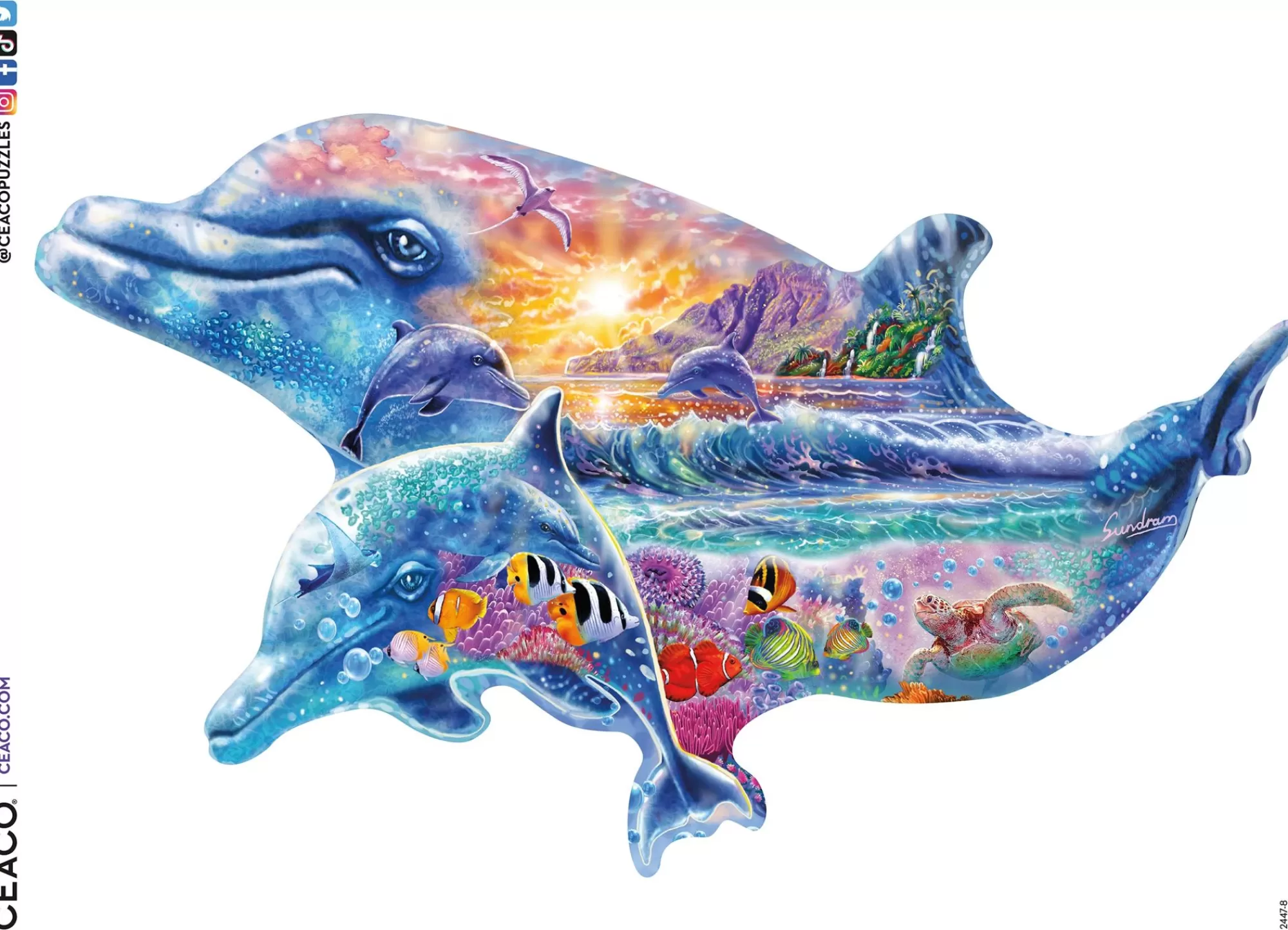 Ceaco Puzzle Shapes - Dolphin - 500 Piece Puzzle* Animal Puzzles