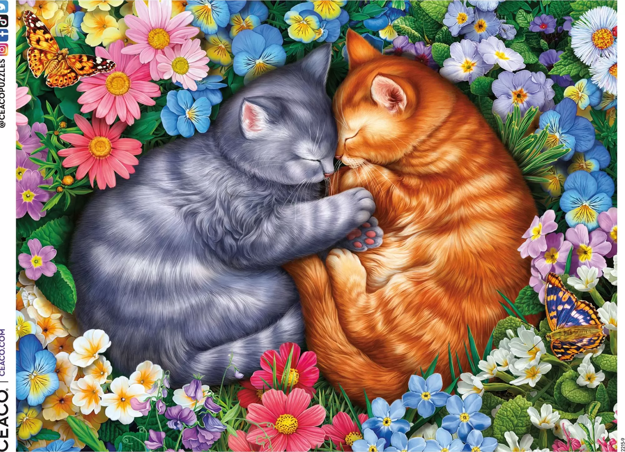 Ceaco Sleeping Kittens In Flowers- 300 Piece Puzzle* Animal Puzzles