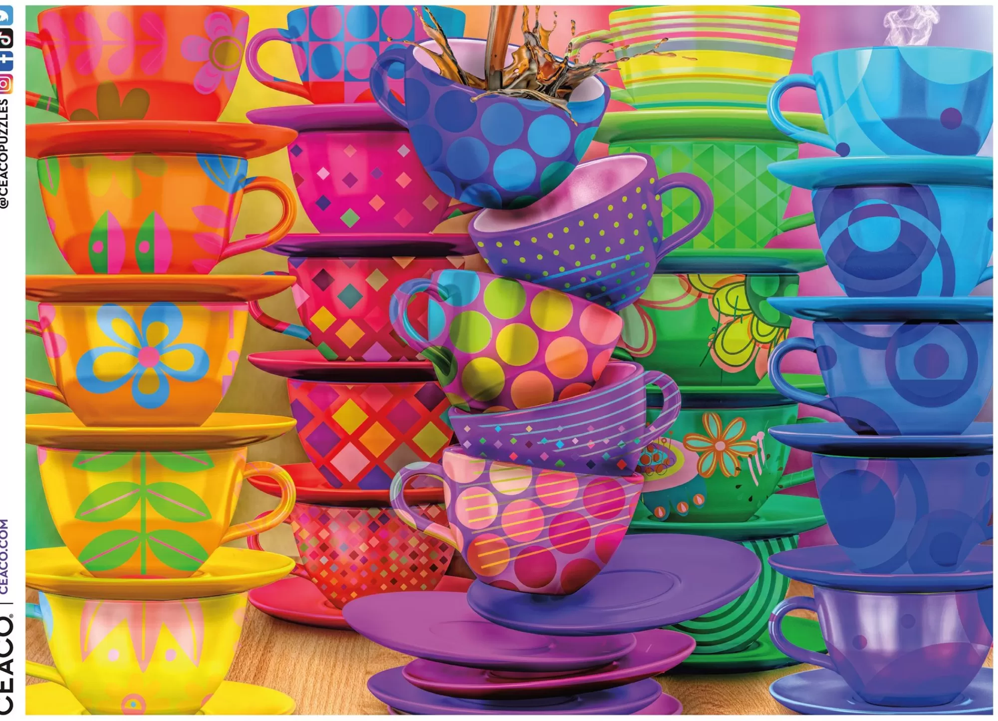 Ceaco Space Savers- Rainbow Teacups- 300 Piece Puzzle* Made In Usa' Puzzles