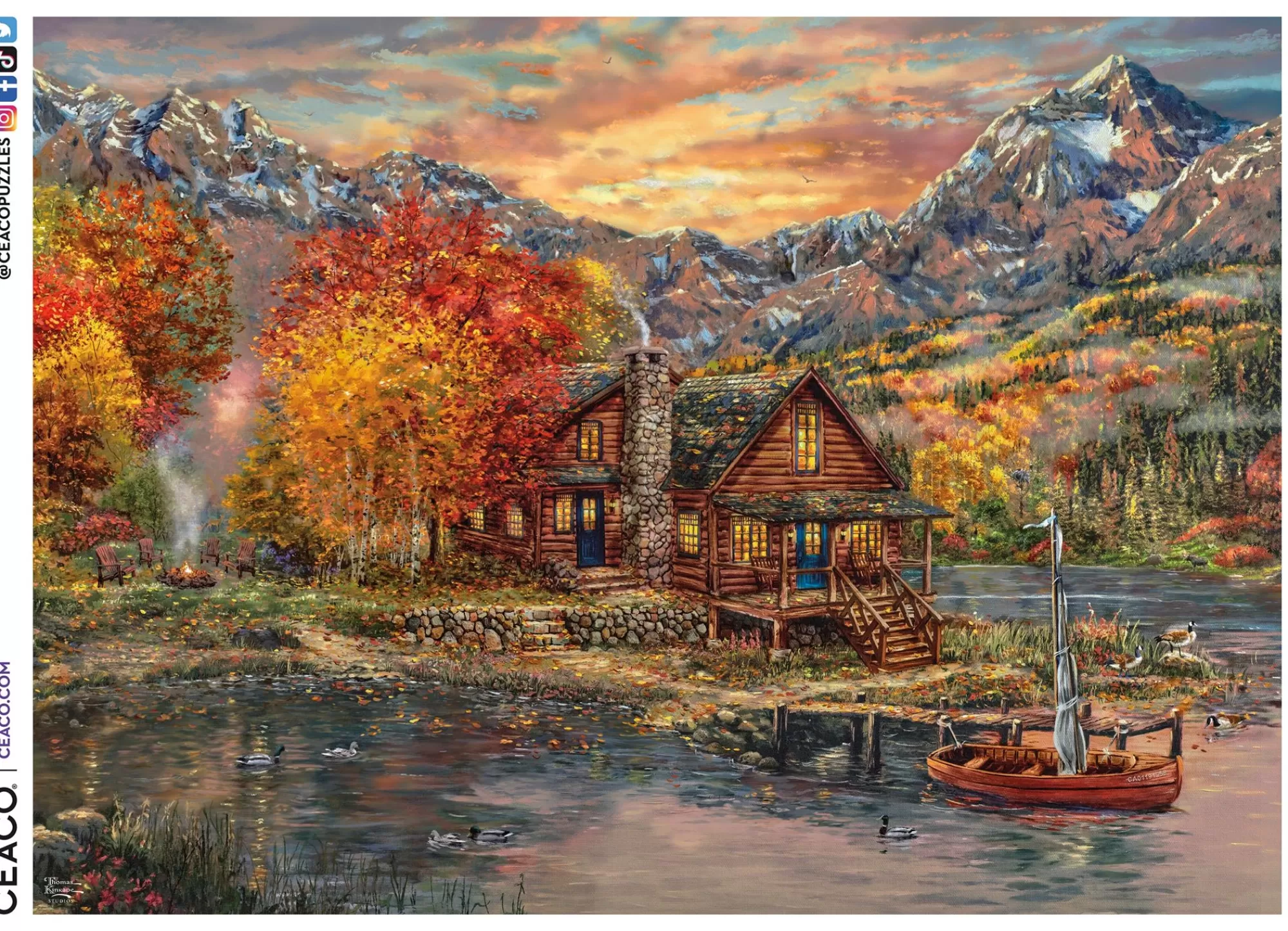 Ceaco Thomas Kinkade - A Perfect Fall Day - 1000 Piece Puzzle* Made In Usa' Puzzles