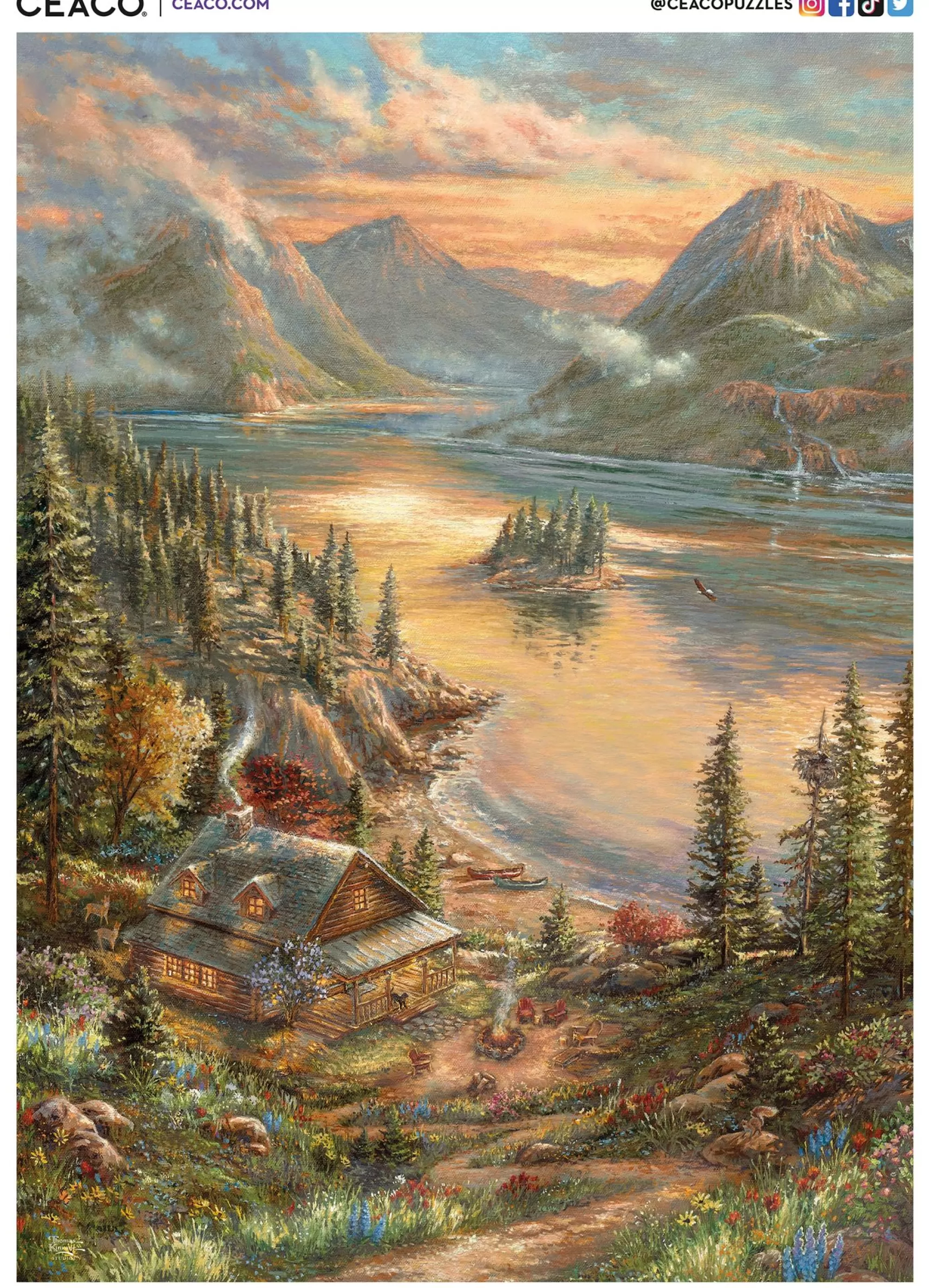 Ceaco Thomas Kinkade - Lakeside Splendor - 1000 Piece Puzzle* Made In Usa' Puzzles