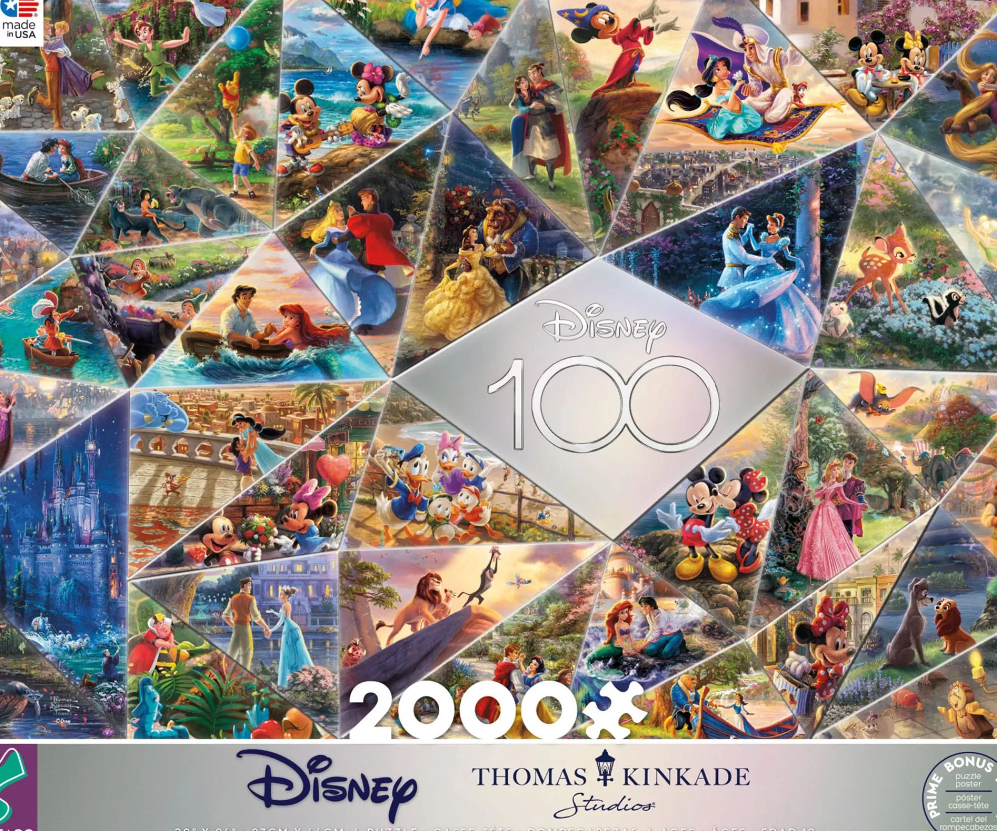 Ceaco Thomas Kinkade Disney 100 - Collage - 2000 Piece Puzzle* Disney Puzzles