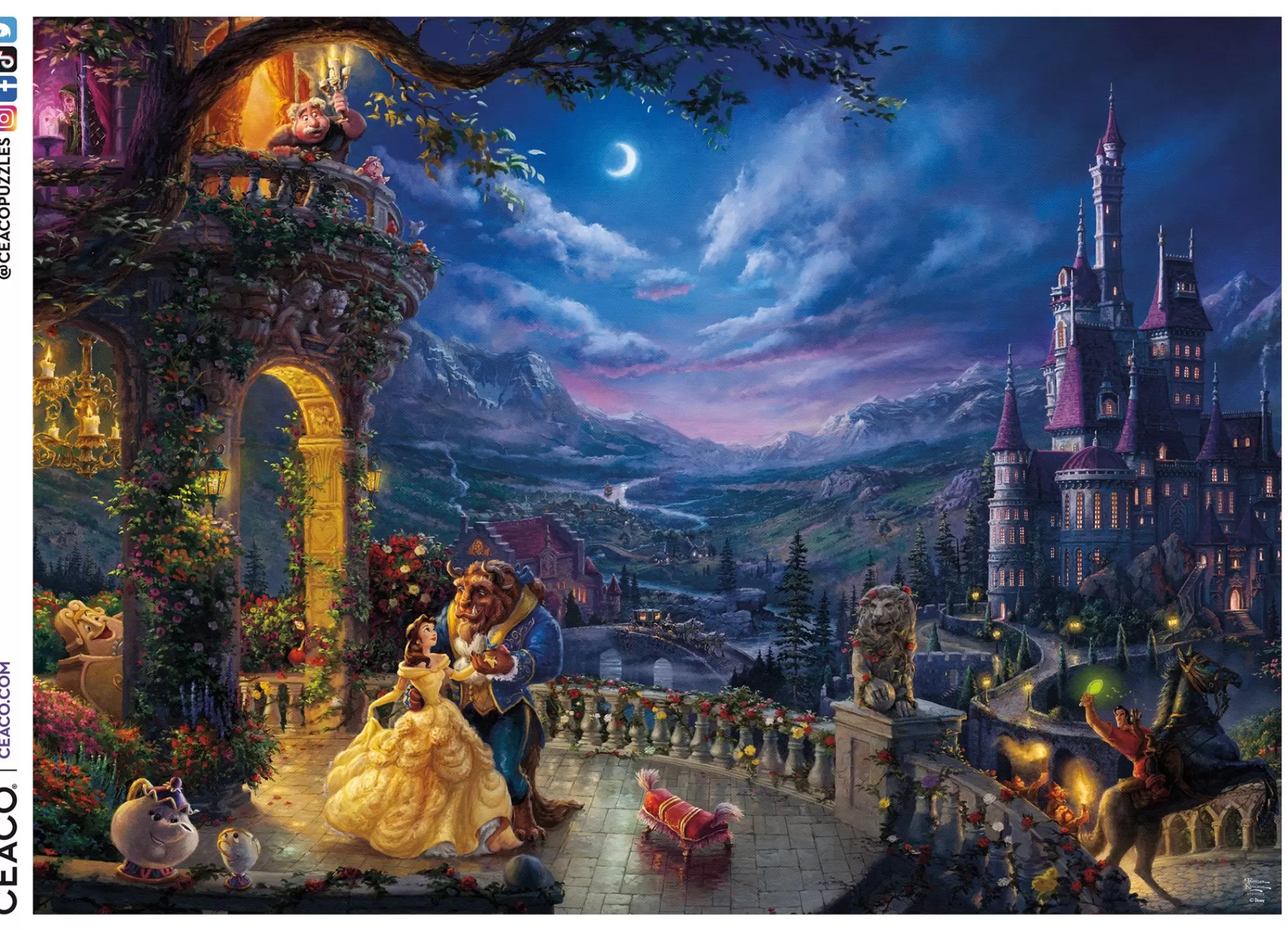 Ceaco Thomas Kinkade Disney - Beauty & The Beast Dancing In The Moonlight - 1000 Piece Puzzle* Disney Puzzles