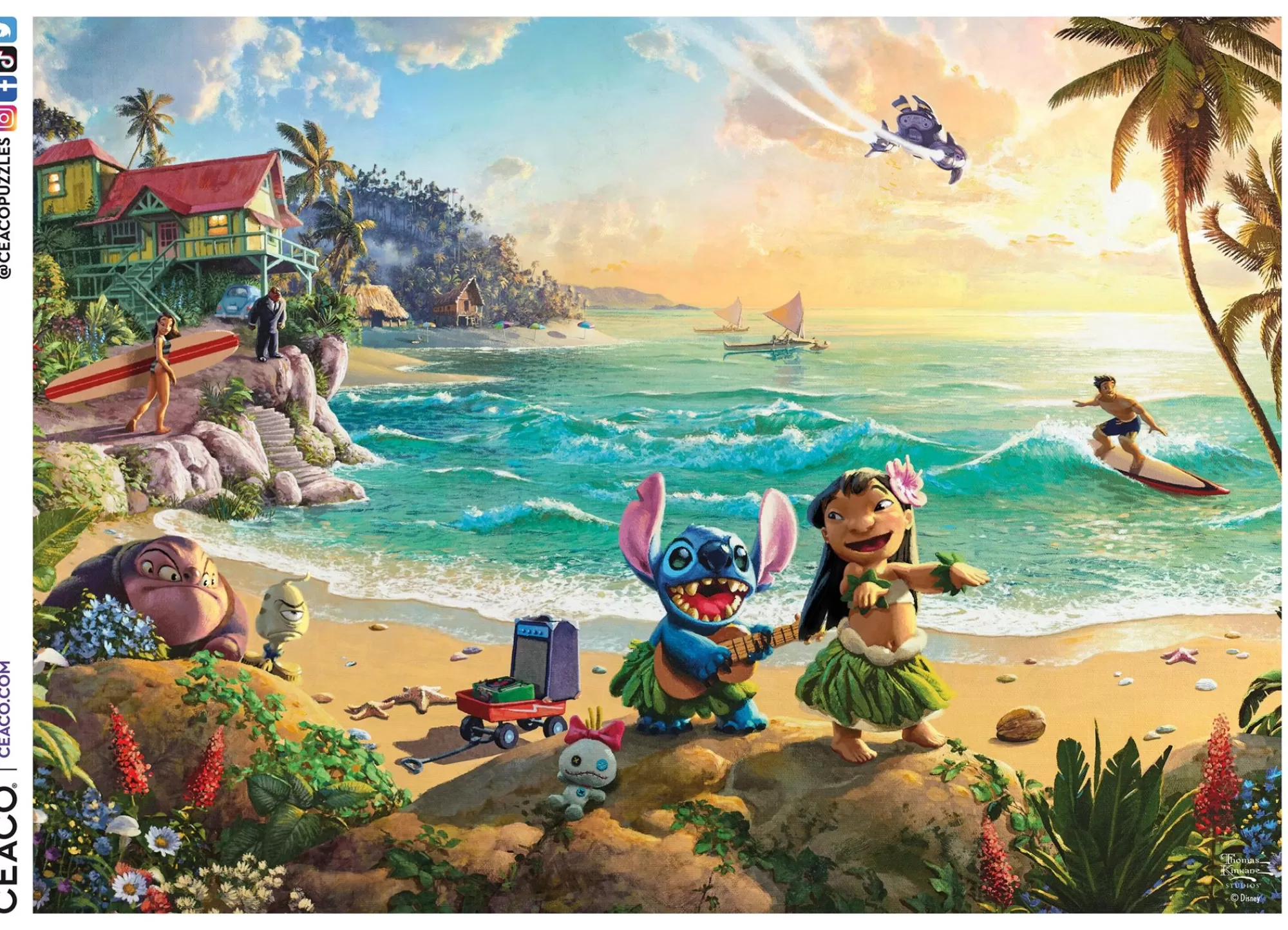 Ceaco Thomas Kinkade Disney - Lilo And Stitch - 1000 Piece Puzzle* Disney Puzzles