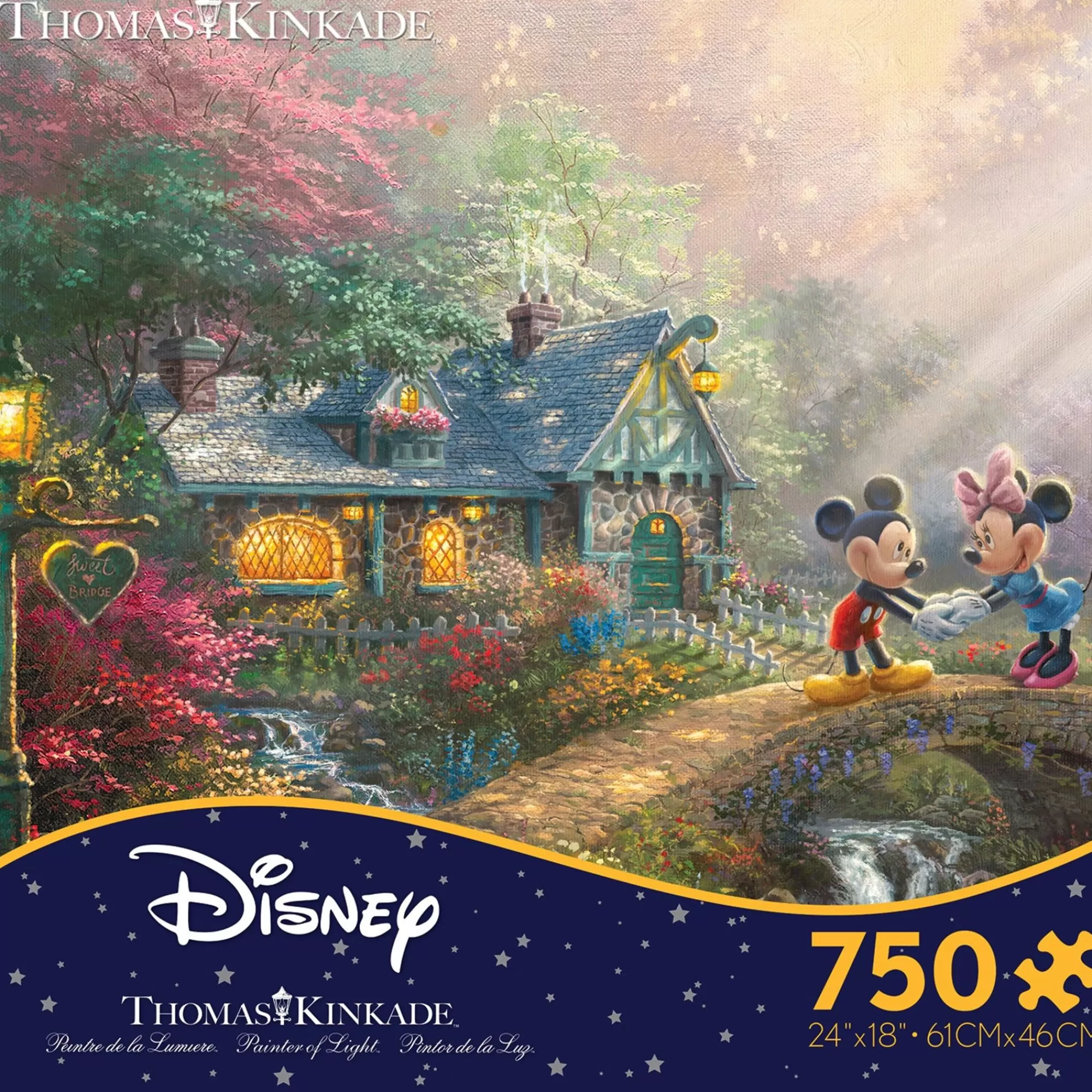 Ceaco Thomas Kinkade Disney - Mickey And Minnie Sweetheart Bridge - 750 Piece Puzzle* Disney Puzzles