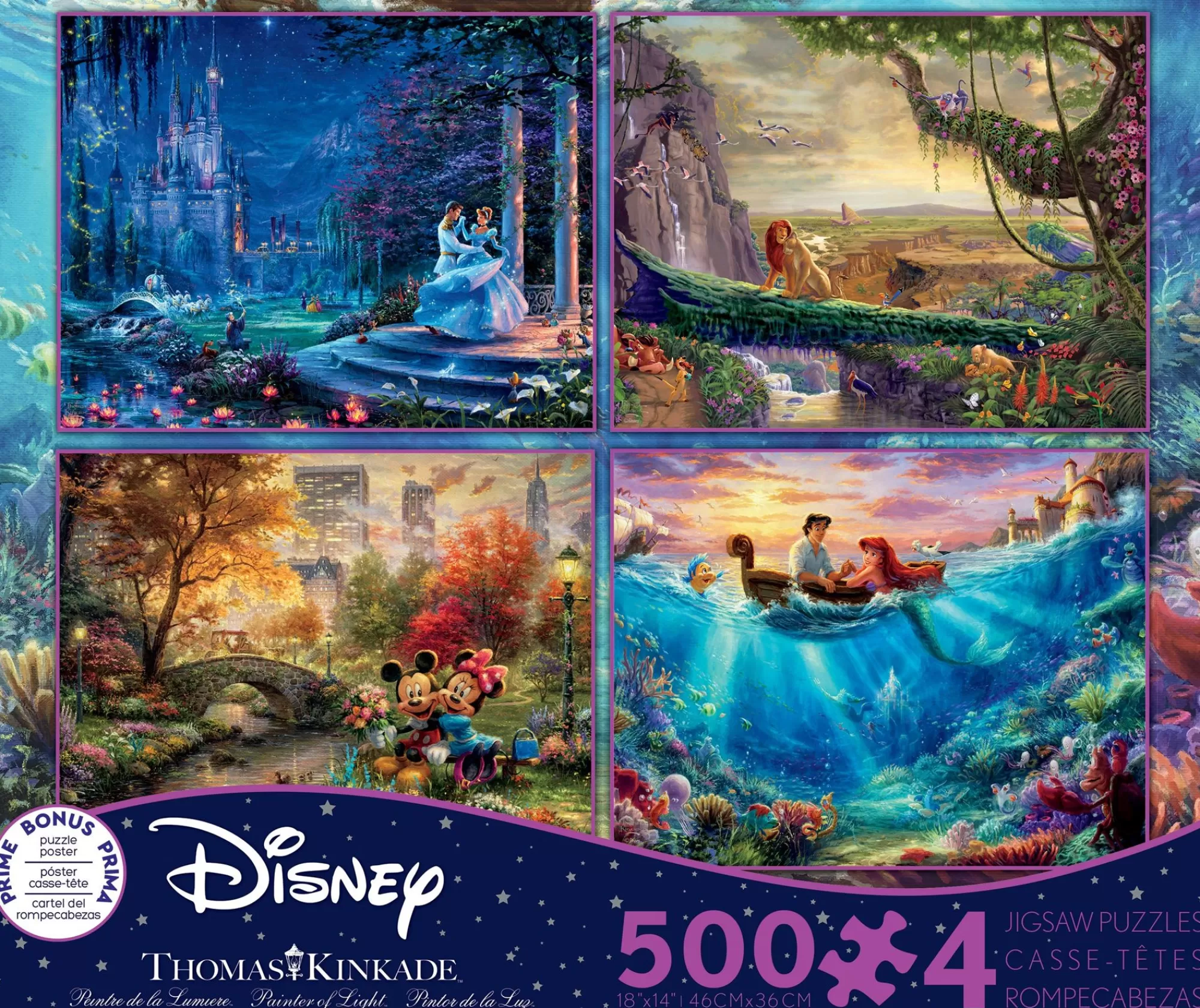 Ceaco Thomas Kinkade Disney - Multipack - 4 In1 Puzzles* Disney Puzzles