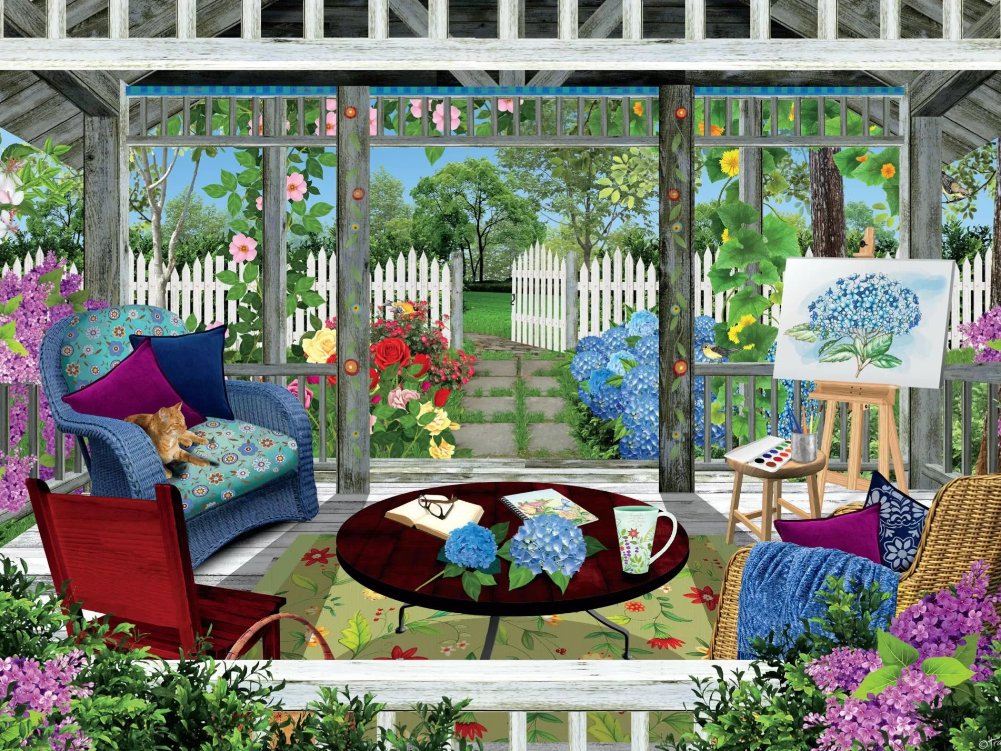 Ceaco Tracy Flickinger - Summer Gazebo - 300 Piece Puzzle* Flowers Puzzles