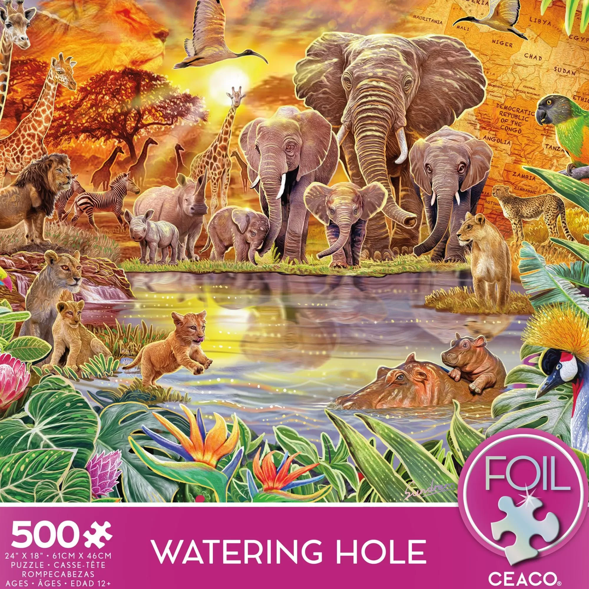 Ceaco Watering Hole - 500 Piece Foil Puzzle* Animal Puzzles