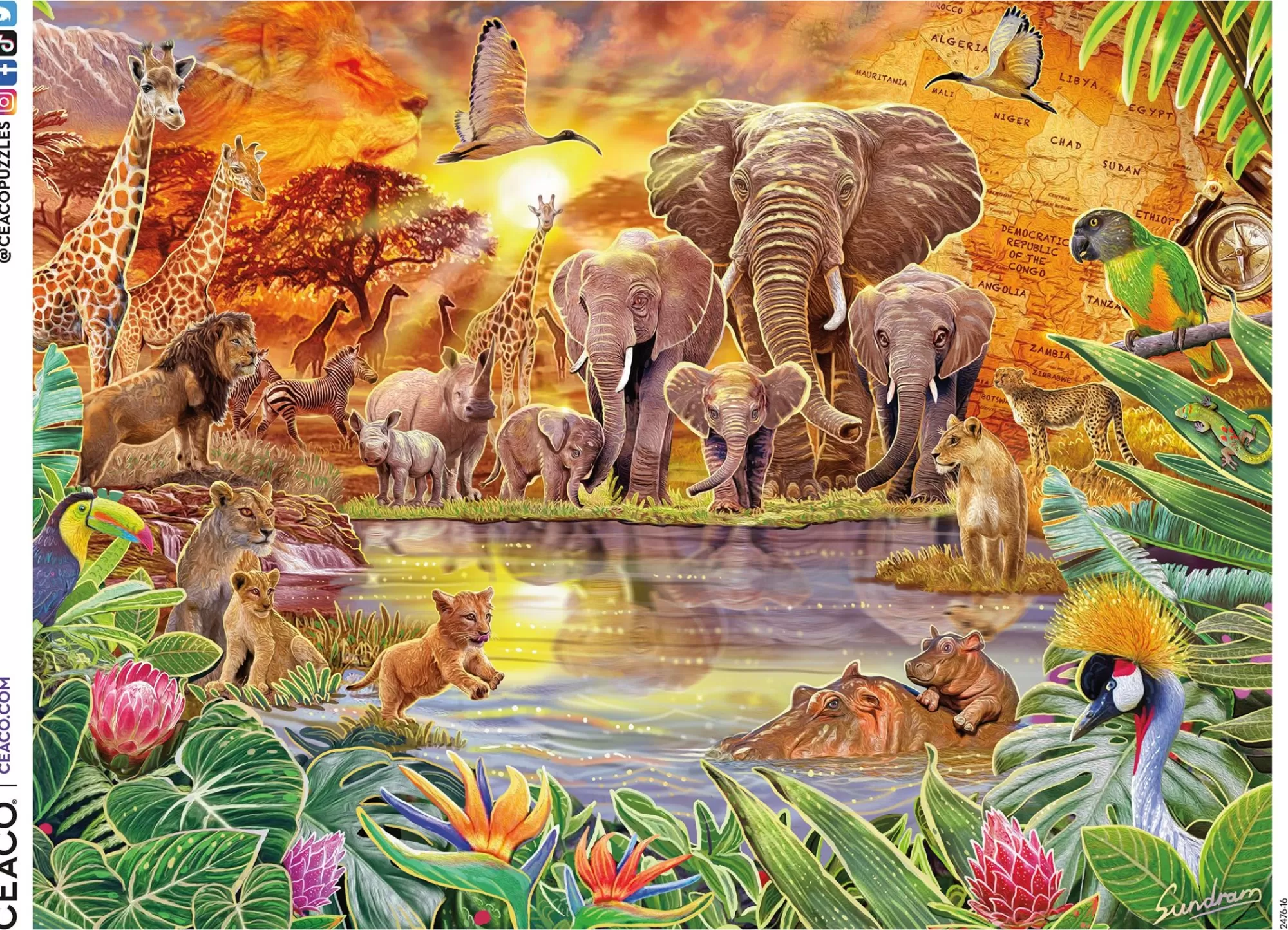 Ceaco Watering Hole - 500 Piece Foil Puzzle* Animal Puzzles