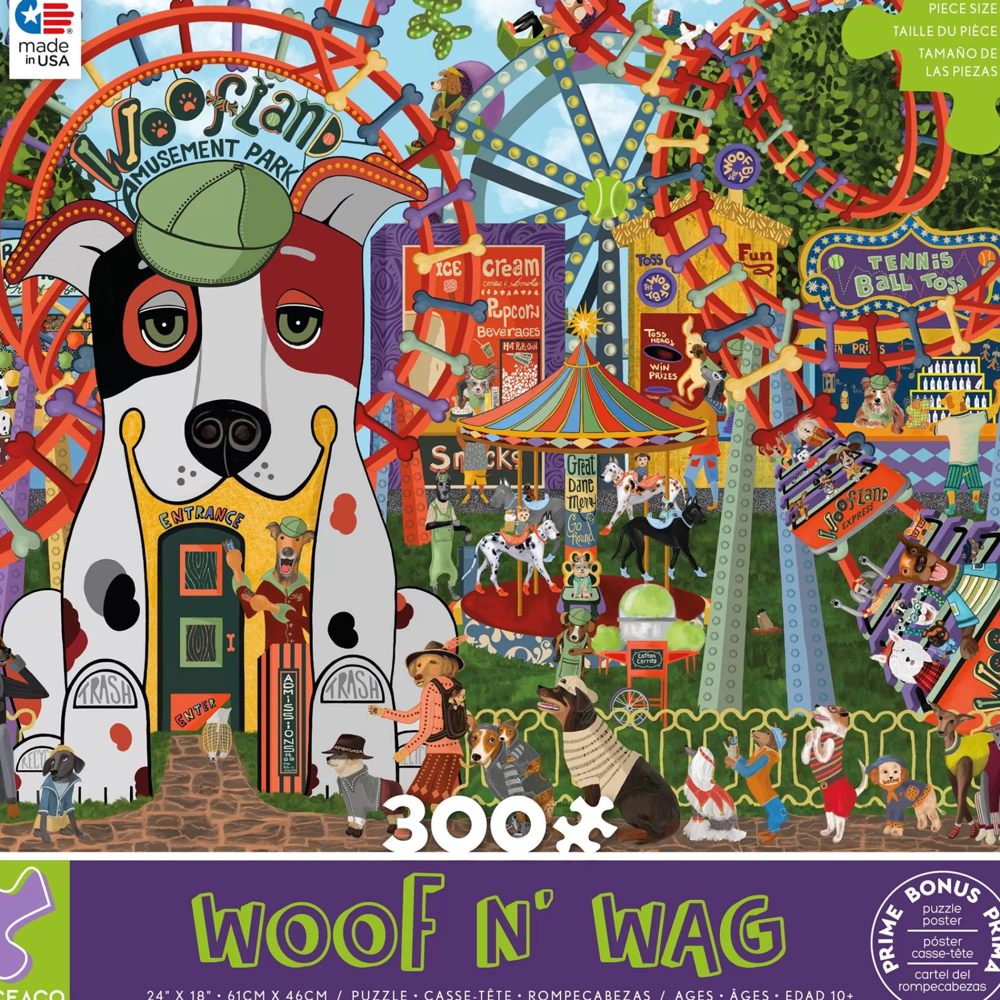 Ceaco Woof N' Wag - Amusement Bark - 300 Piece Puzzle* Comic Art Puzzles